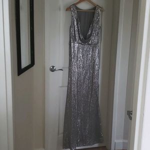 Lulu's Silver sequin evening gown